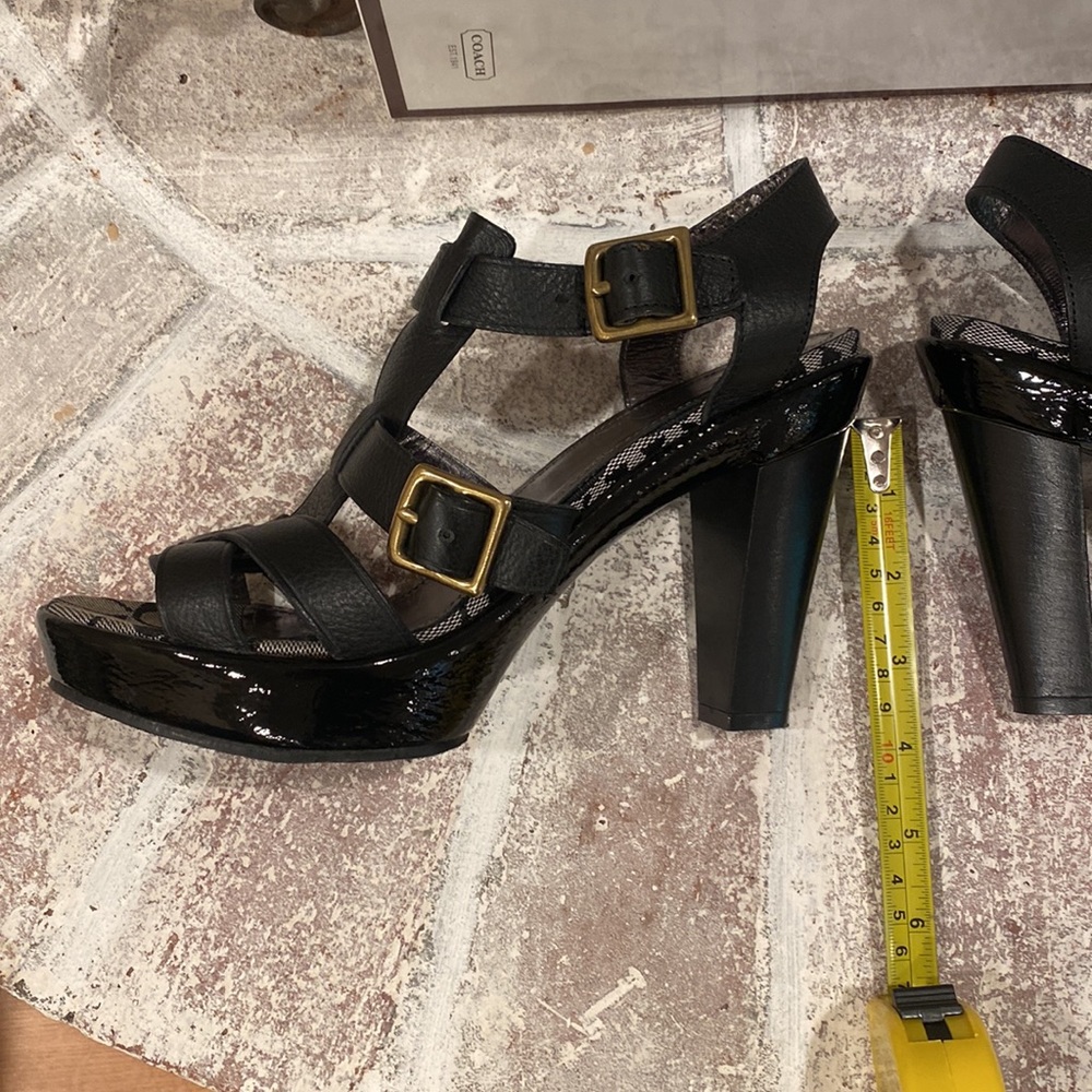 NWT.  Coach 3.5” heels. Jamie Textured Calf. Leather and Patent Platform - Picture 8 of 11